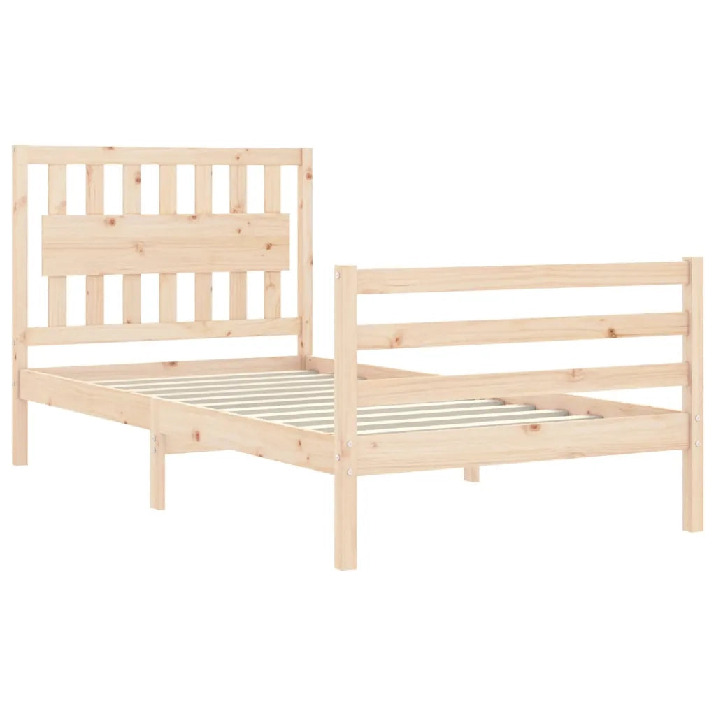 Letto singolo | Letto per adulti | Giroletto con Testiera 100x200 cm in Legno Massello