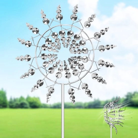Decorazione per Giardino a Vento 3D - Kinetico - Spinner a Doppia Rotazione in Acciaio Inossidabile - Dimensioni 32B x 65H cm - Decorazione per Giardino Resistente al Tempo