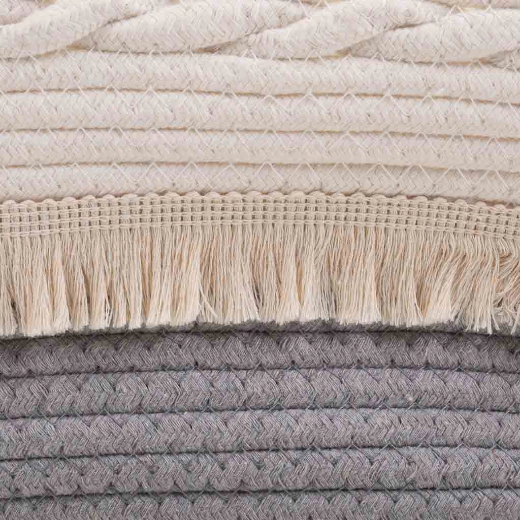 Cesto in corda intrecciata bianca 40x30x18h