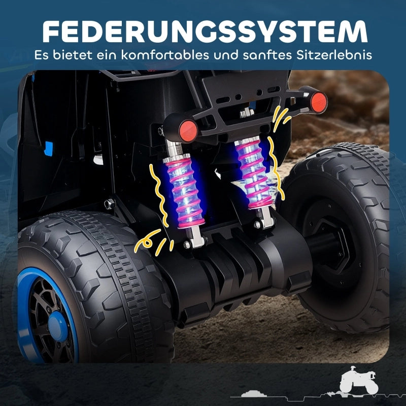 Quad elettrico per bambini, 3-6 km/h, fari a LED, musica, USB, per bambini dai 3 agli 8 anni, blu