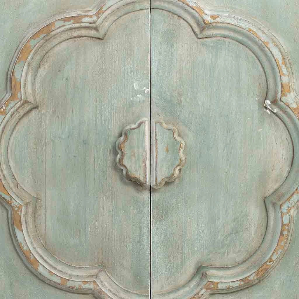 Credenza in legno con 2 porte in finitura invecchiata 120x38x92