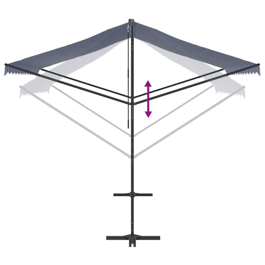 Tenda da Sole-Tenda parasole per balcone Blu e Bianca 300x300 cm in Tessuto e Acciaio