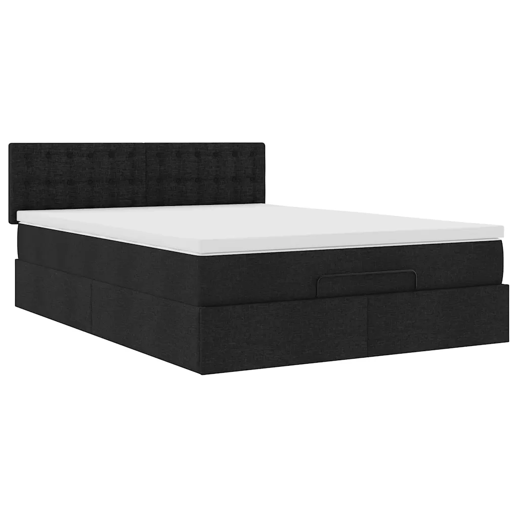 Pouf Letto con Materasso e LED Nero 140x190 cm 3312473