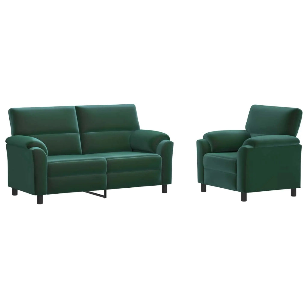 Set di divani 2 pcs Verde Scuro Velluto 3430436