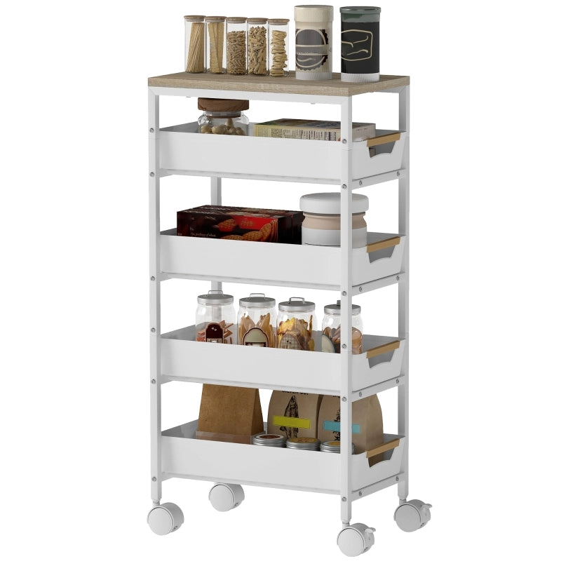 CARRELLO DA CUCINA 39,5x24x82 cm Bianco in metallo