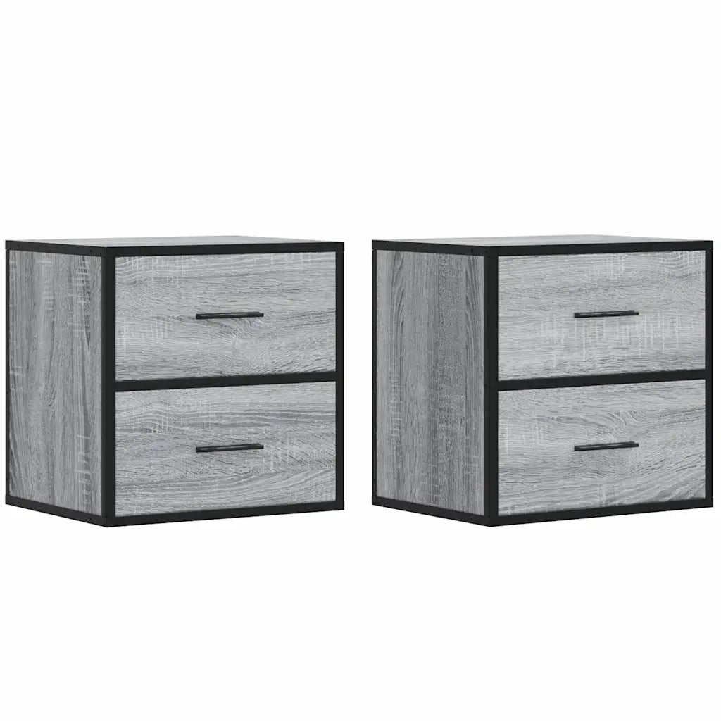 Comodini a Muro 2 pz Grigio Sonoma 40x31x39,5 cm