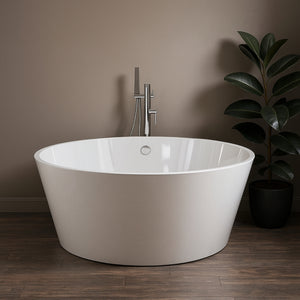 Vasca da bagno free standing tonda acrilico bianco lucido cm Ø 145 x h 58 cm