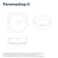 Lavabo da appoggio tondo 36x36x12 cm Bianco