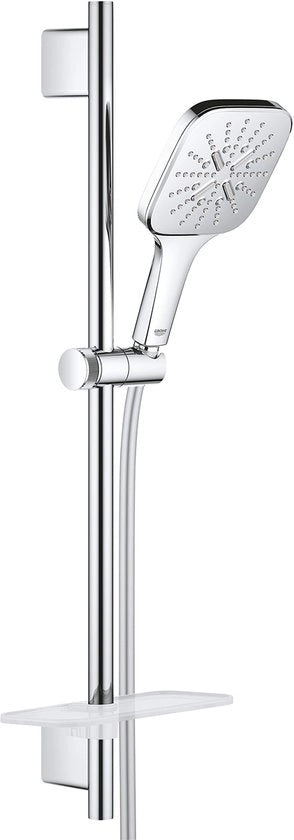 Doucheset con rubinetto a mano e doccetta - 3 getti - maniglione 60 cm e tubo doccia - cromato 26583000