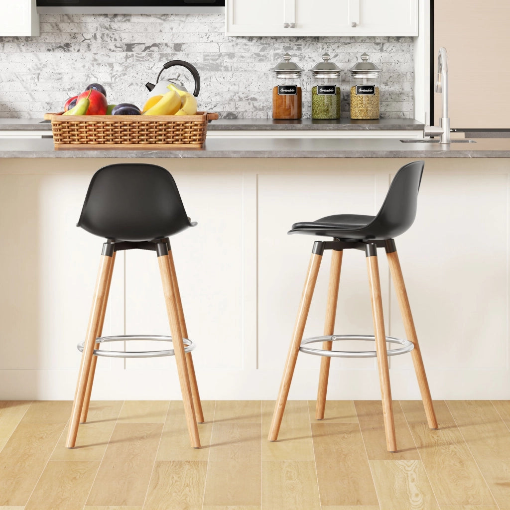Sgabelli da Bar con Schienale e Poggiapiedi ¨C Zephmum ¨C 2 Pezzi Imbottiti 43x43x91 Nero