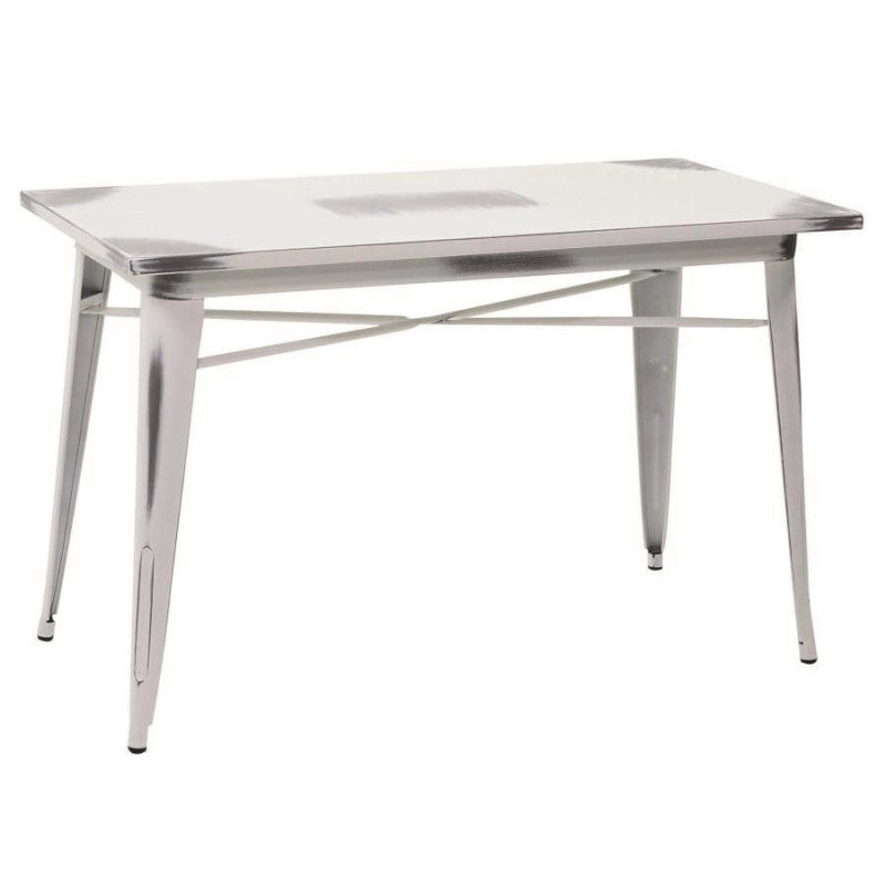 Tavolo top ferro bristol bianco antico rettangolare cm 120x60h76