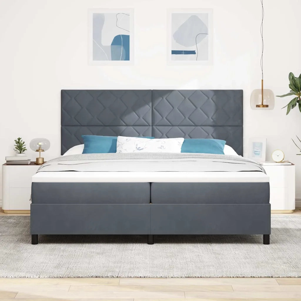 Letto a Sorgente LED Grigio scuro 200 x 200 cm Tessuto 3343401