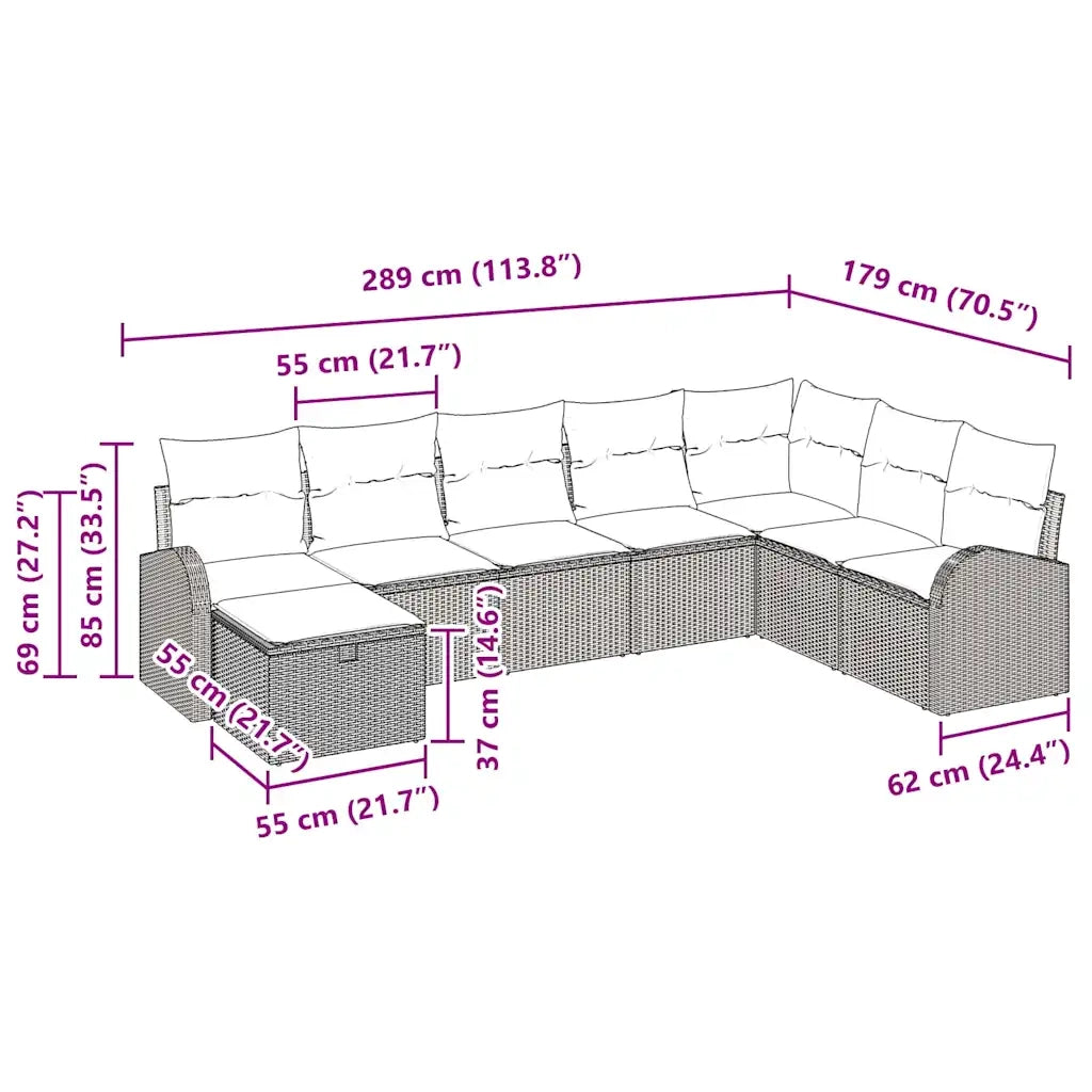 Set di divani con cuscino Grigio chiaro polyrattan 3359131