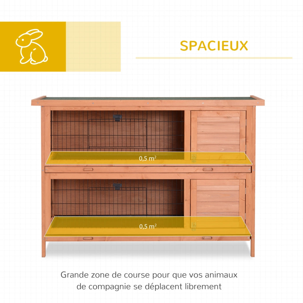 Gabbia per conigli doppio livello 4 porte ¨C zephmum ¨C 137x50x93 cm legno massello verde