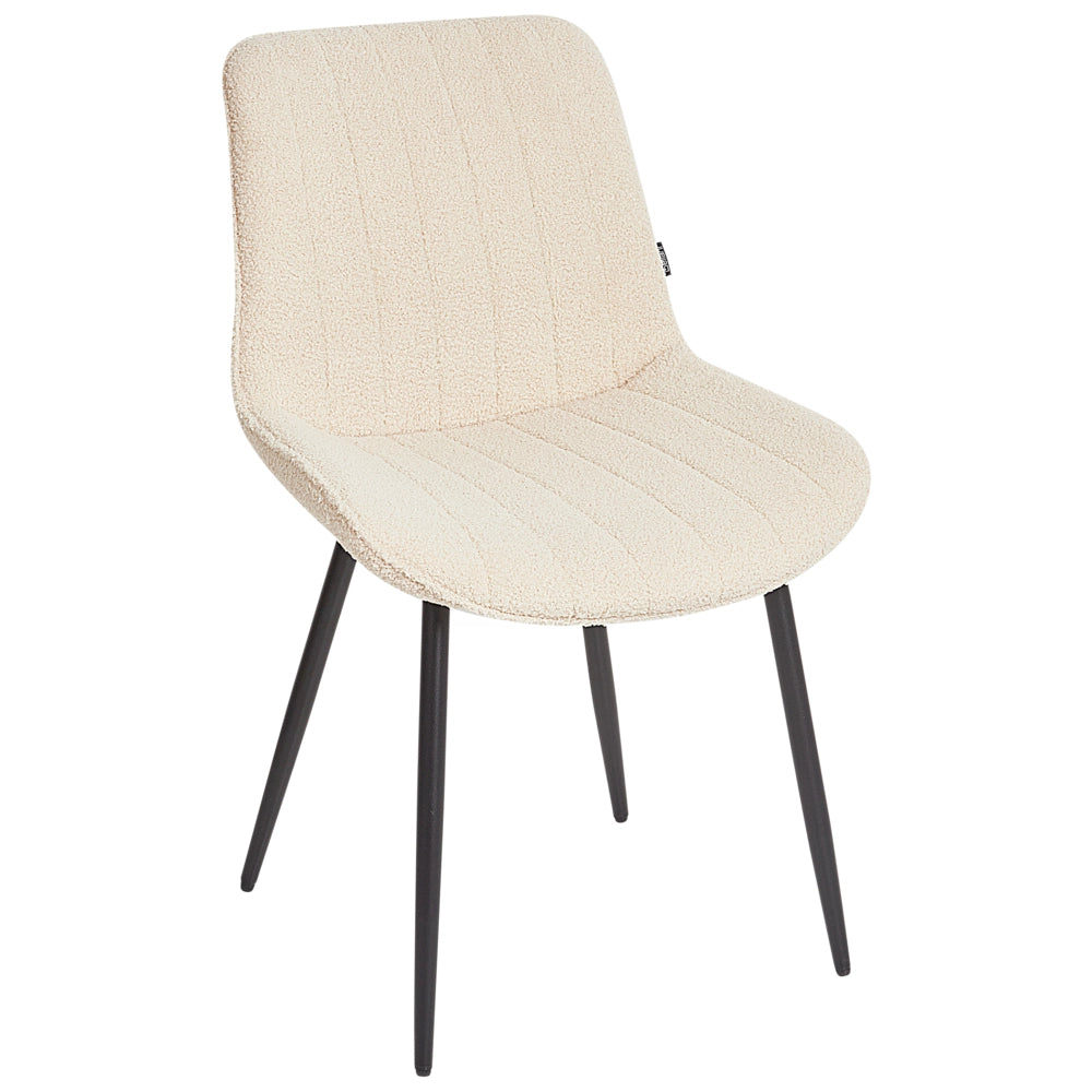 Set di 2 sedie da pranzo in tessuto bouclè beige chiaro con gambe in acciaio nero senza braccioli set da pranzo salotto soggiorno moderno