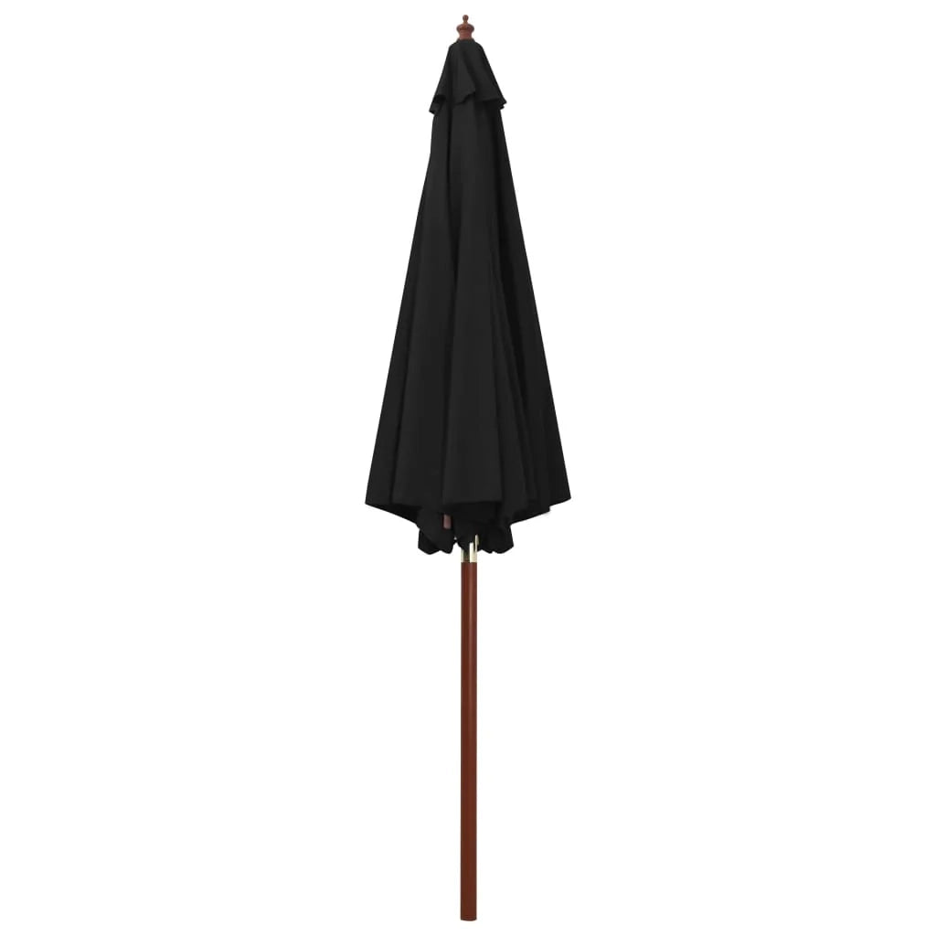 Ombrellone con palo in legno 300 x 258 cm nero 02_0008118