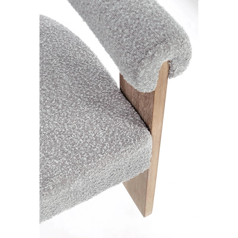 Sedia con Braccioli in Tessuto Bouclé e Struttura in Legno Nero - GORDON