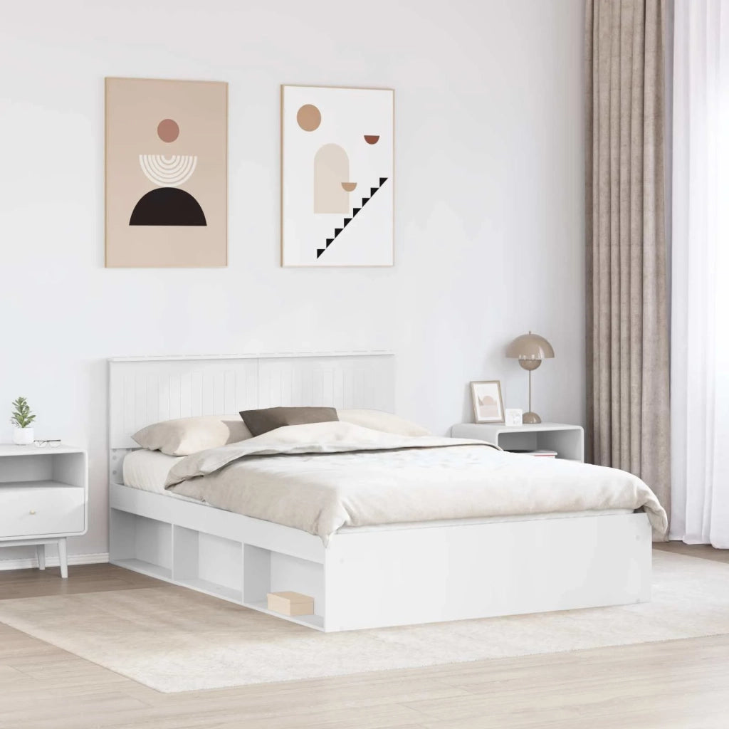Struttura del letto Bianco 140 x 190 cm Pino massello 3410600