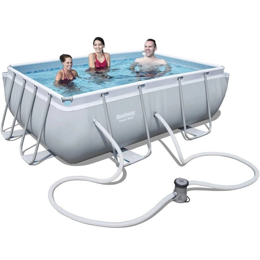 Trade Shop - Piscina Fuori Terra Rettangolare Power Steel 282x196x84cm Pompa Filtraggio 56629 -