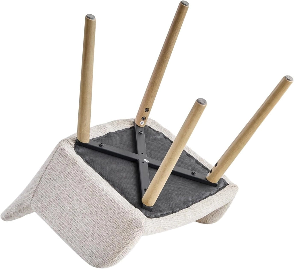 GrandCA HOME Set di 2 Sedie da Pranzo Moderne Imbottite con Braccioli in Tessuto e Gambe in Legno per Sala da Pranzo - Beige