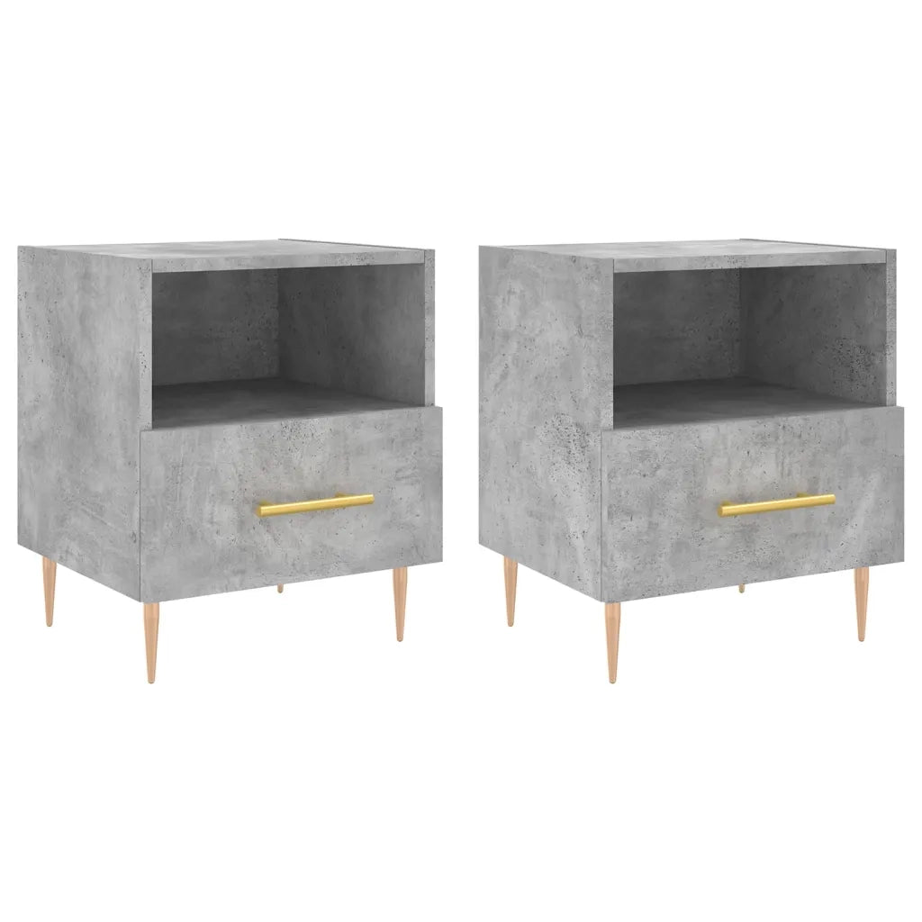 Comodini 2 pz-Set di 2 Tavolino da notte Grigio Cemento 40x35x47,5 cm in Legno Multistrato 738527