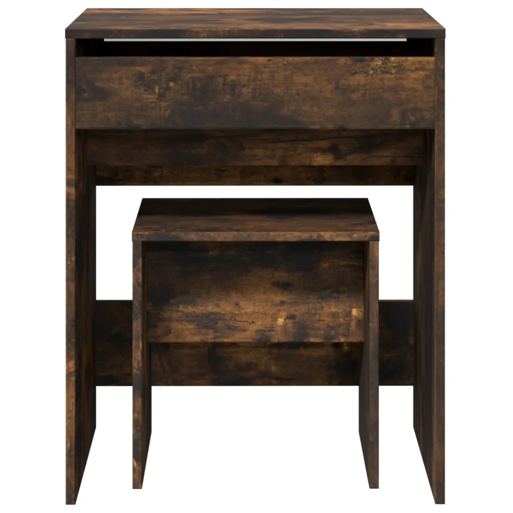 Toeletta e Sgabello Rovere Fumo 60x40x113,5 cm 848217