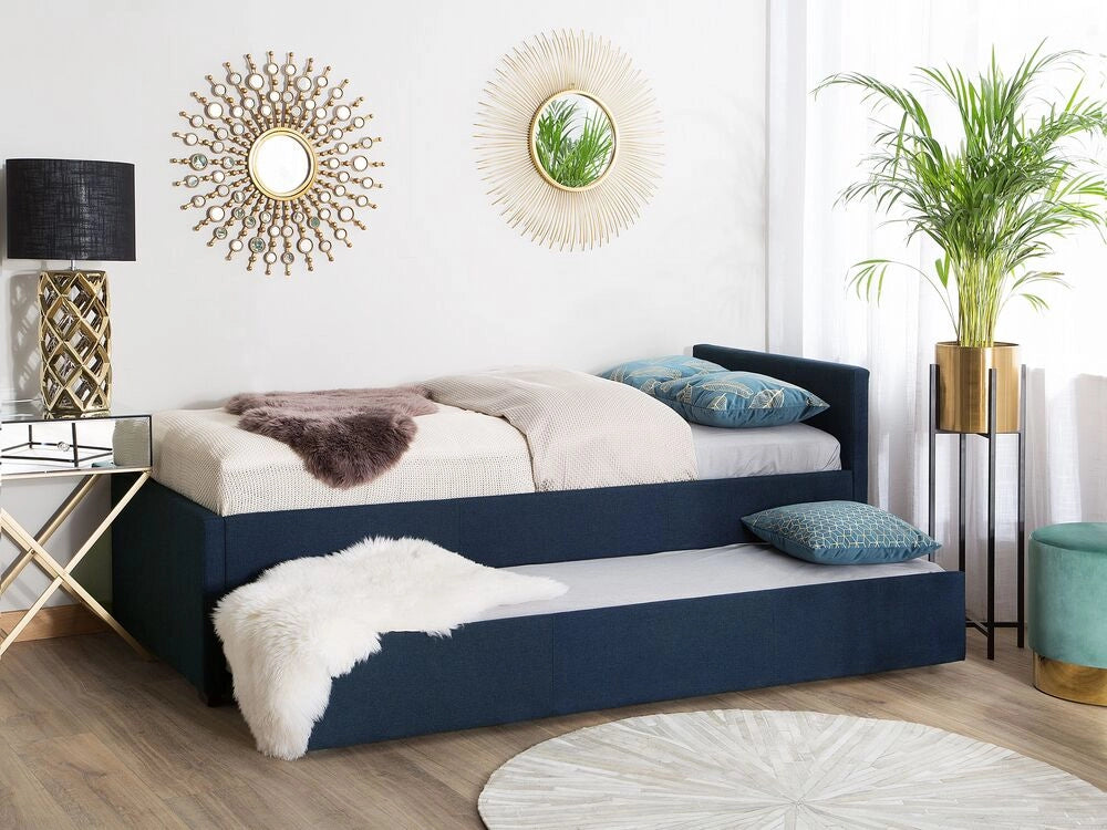 Divano Letto estraibile Rivestimento in tessuto blu Small Single Size Guest Underbed