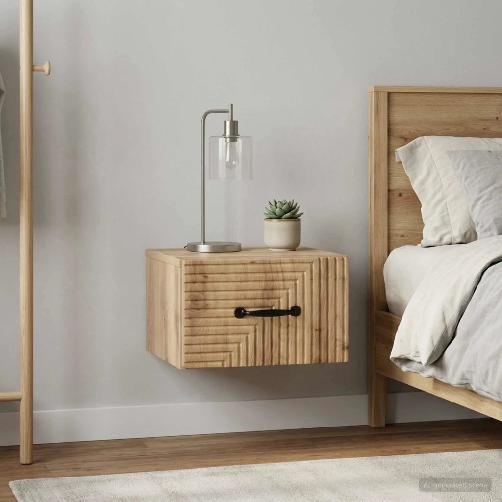 Mobiletto da notte a muro 2 pz Rovere Artigianale 898614