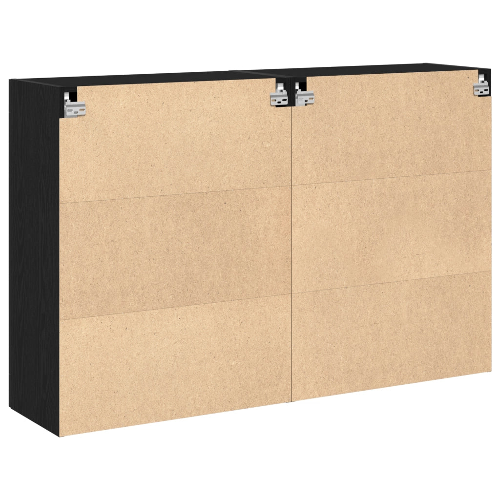 Armadi a muro 2 pezzi Nero Rovere 69,5x34x90 cm Legno ingegnerizzato