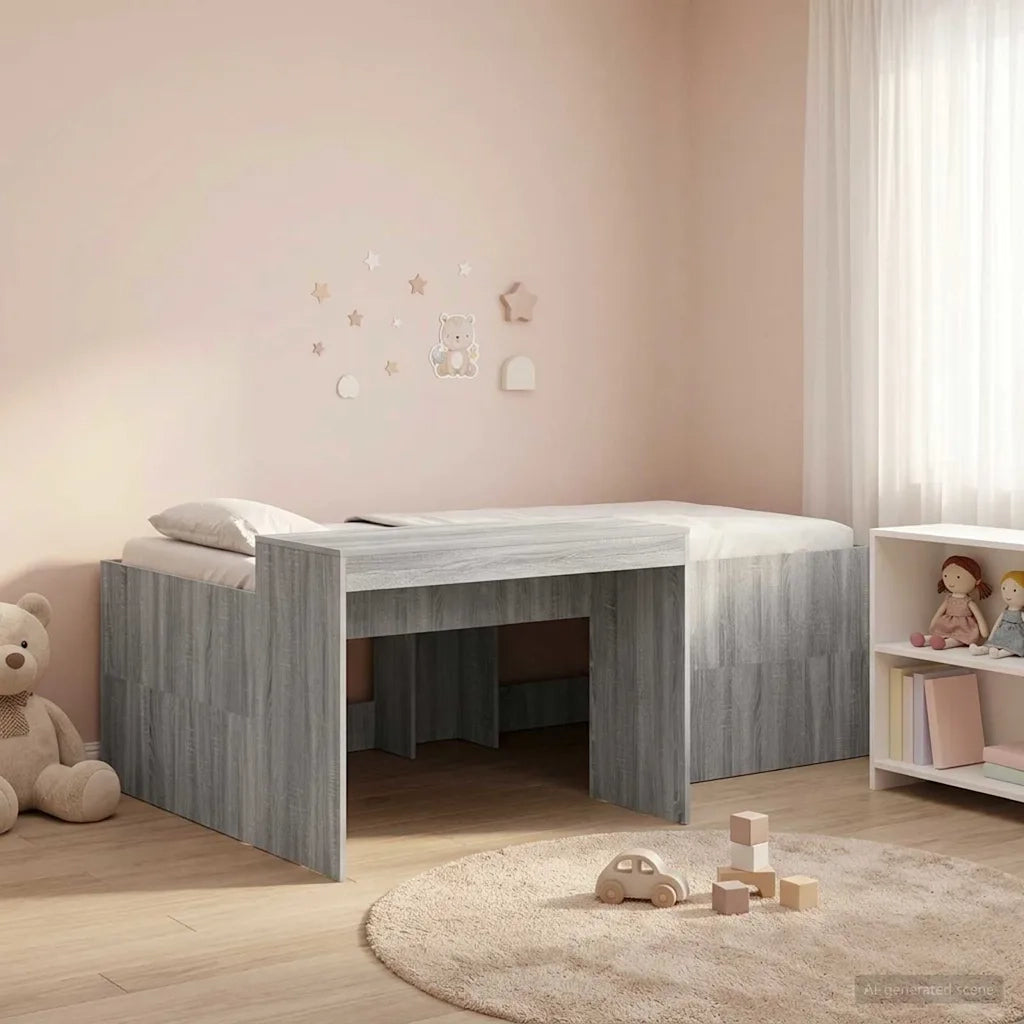 Letto alto per bambini con scrivania Sonoma grigio 3422664
