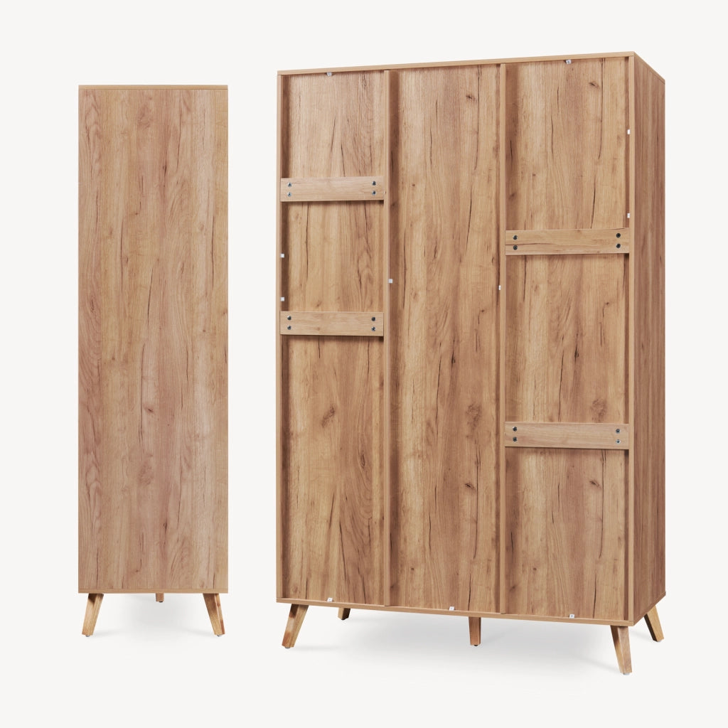 Armadio Guardaroba Norg con 2 Ante e 5 Scomparti 191x120x52 cm - Effetto Rovere [en.casa]