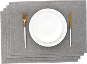 Set di tovaglie in tessuto grigio 33 x 48 cm, set di 4 tovaglie in lino lavabile 33 x 48 cm.