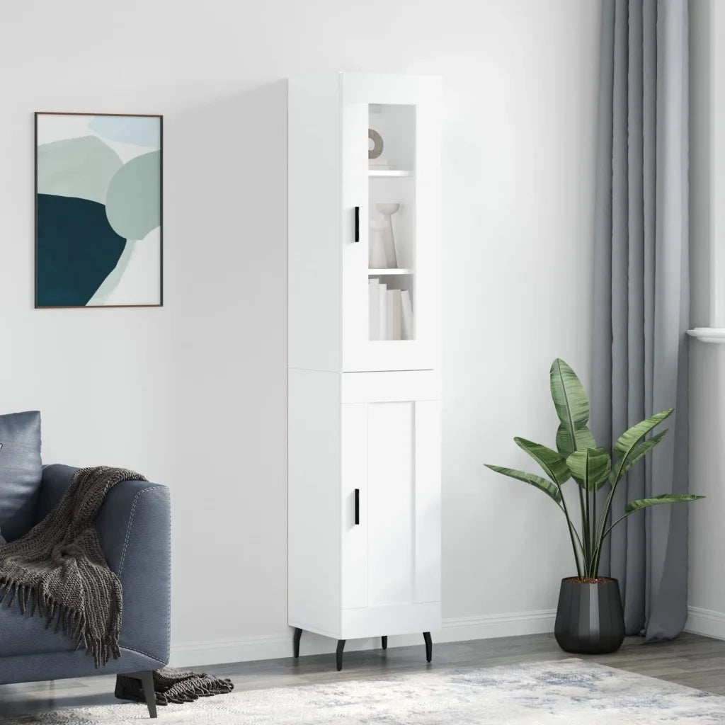 Credenza | Madia | Buffet da pranzo | Armadio da pranzo Bianca 34,5x34x180 cm in Legno Multistrato