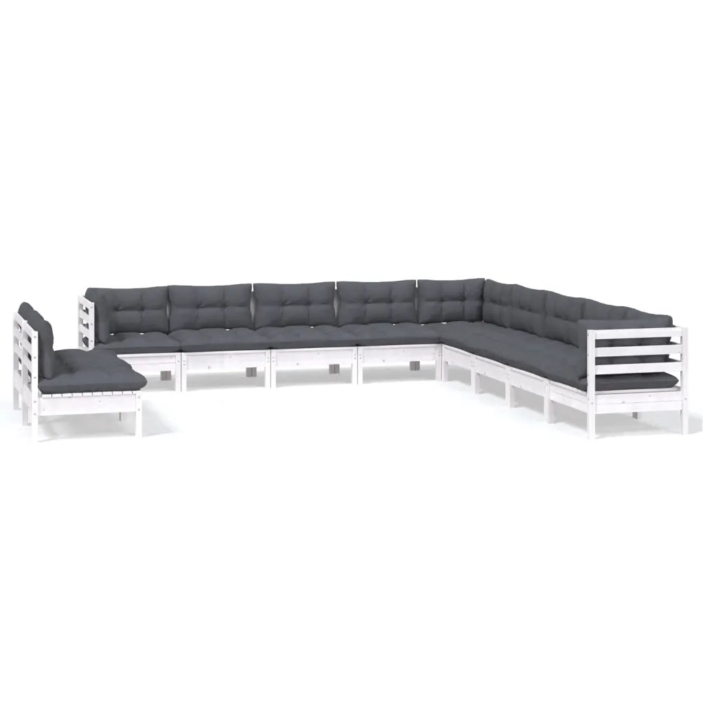 Set Divani da Giardino 11 pz con Cuscini Bianchi Legno di Pino cod mxl 44417