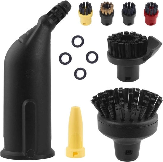 Set di Spazzole e Accessori per Stomiatore - Nero - Bocchetta Estesa - Spazzola Grande Ronde - 4 Spazzole Piccole Ronde 

Specifiche tecniche: 
- Bocchetta estesa 
- Spazzola grande ronde 
- 4 spazzole piccole ronde