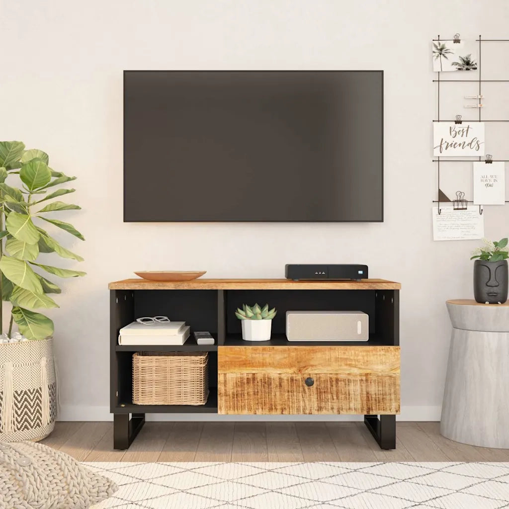 Mobile TV-Mobile per TV-Credenza TV 80x33x46cm Legno Massello Mango e Legno Multistrato 881656