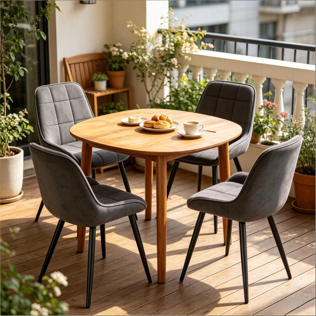 Sedia da Pranzo Set da 4 Sedia Imbottita Ergonomica con Gambe in Metallo e Piedini Regolabili Velluto Grigio Scuro
