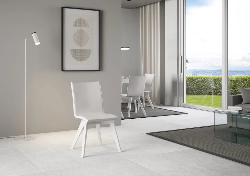 Sedia 52x52x87 cm Trudy gambe bianche in Similpelle Bianco