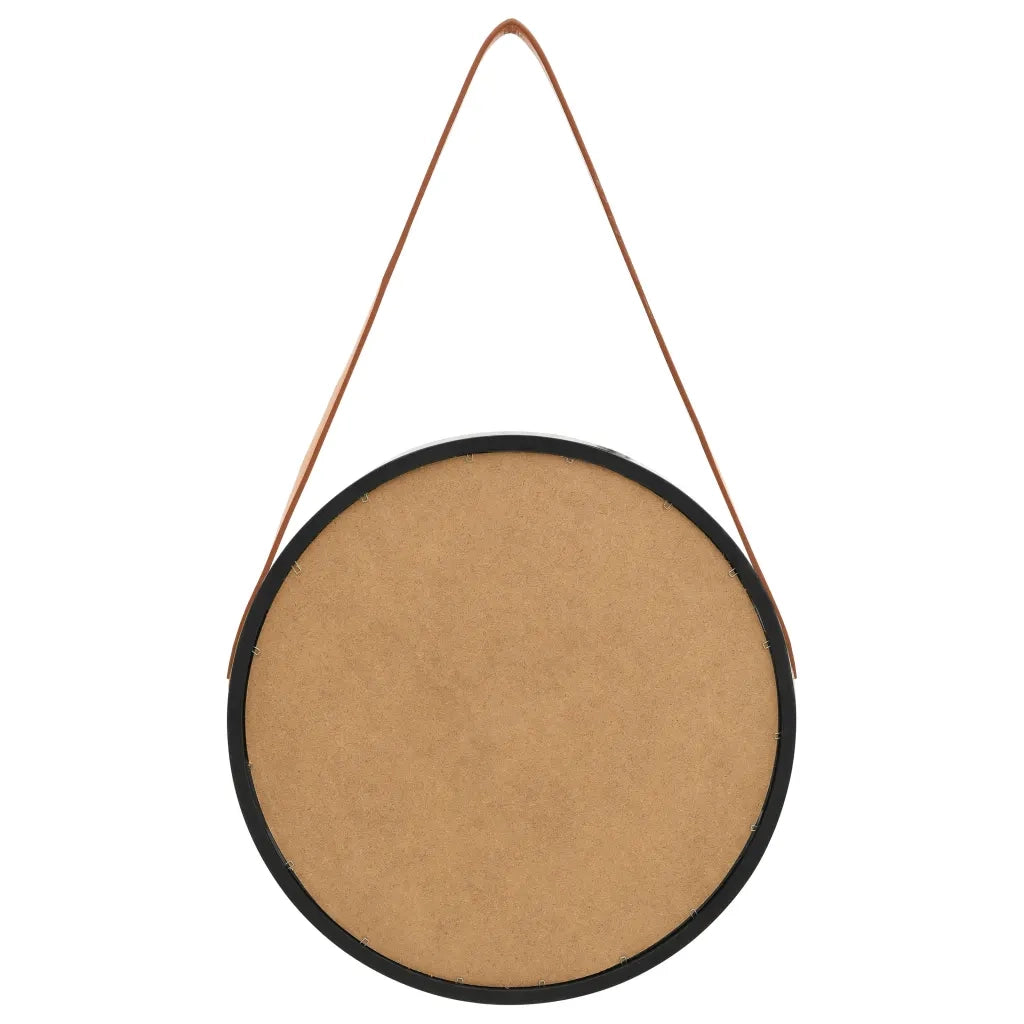 Specchio da Parete con Cinghia 40 cm Nero 320363