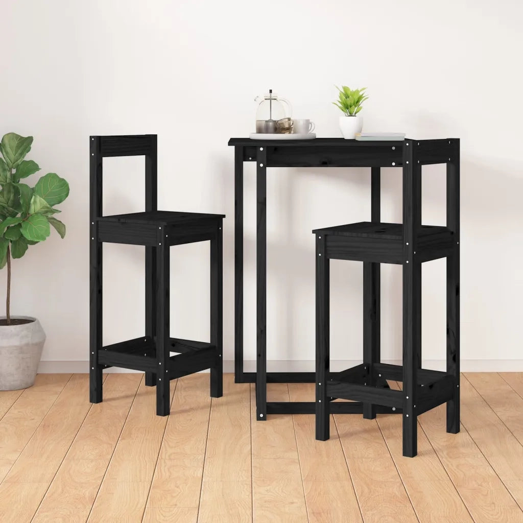 Sedie da Bar 2 pz | Sedie da cucina Nere 40x41,5x112 cm Legno Massello di Pino
