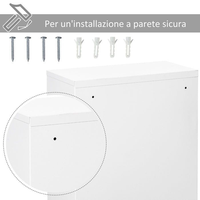 Armadietto Medicinali da Parete 40x18x60 cm 2 Chiavi in Acciaio Bianco