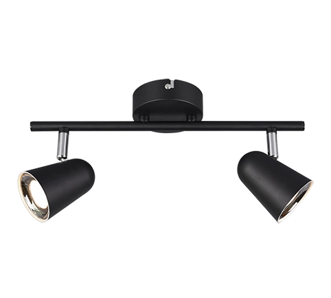 Faretti Led da Interno Parete Soffitto su Barra 2 Spots Nero Toulose GD Trio