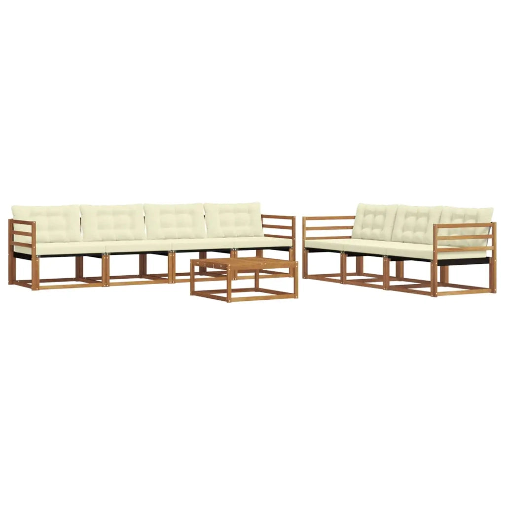 Set di divani da esterno con cuscino 8 pcs Naturale e Crema