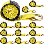 Pacco di 12 cavi di trazione per auto 5M x 5cm, cavo di trazione per rimorchio, cavi di trazione per rimorchi, cavo di trazione per laccio, 11.000 lb di forza di rottura, cavi di trazione automatici, cavi di trazione per trasportatore automatico