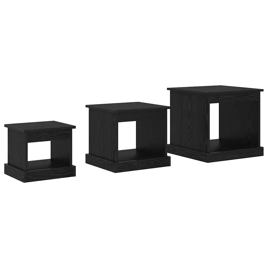 Tavolino da salotto 3 pz Rovere Nero 48 x 45 x 45 cm 881452