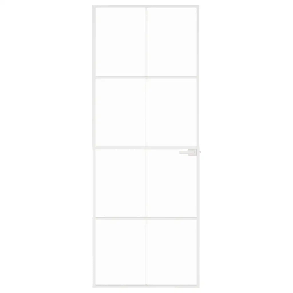 Porta Interna Bianca 76x201,5 cm Vetro Temperato Alluminio Slimcod mxl 82352