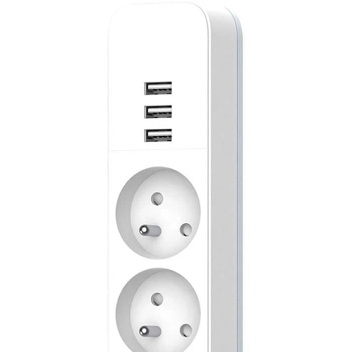Multipresa - QUARX - 4 prese - Con 3 porte USB, cavo da 1,5 m