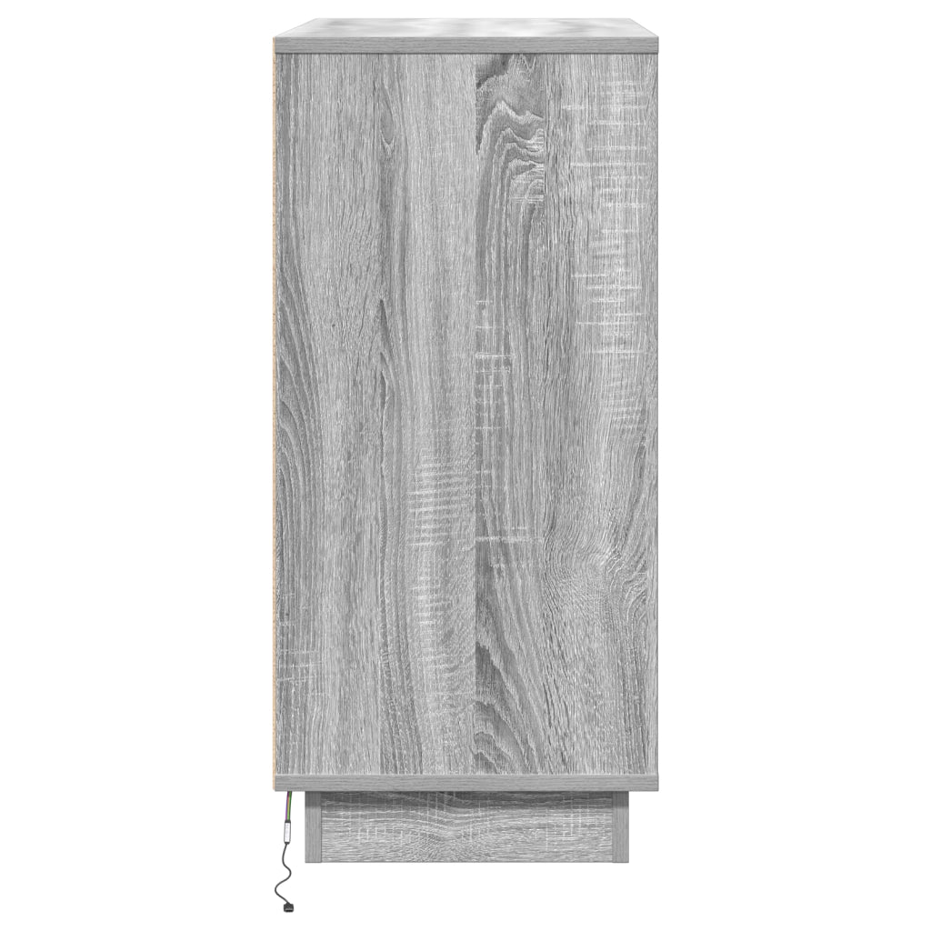 Comodino  con LED Grigio Sonoma 71x34,5x75 cm Legno ingegnerizzato