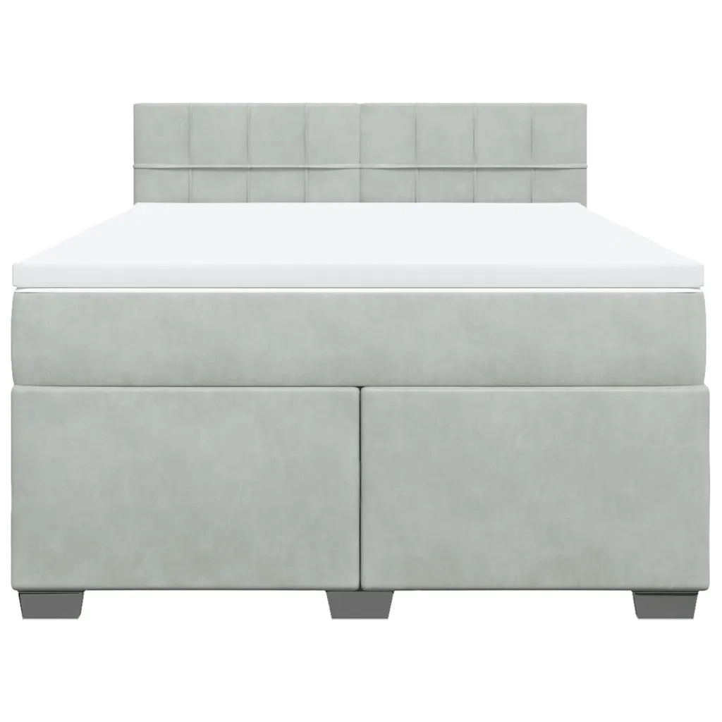 Giroletto a Molle con Materasso Grigio Chiaro 140x190cm Velluto 3288606