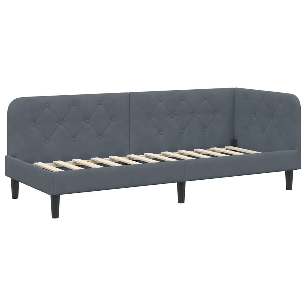 Cornice del letto ad angolo Grigio scuro 80 x 200 cm Velluto 42016587